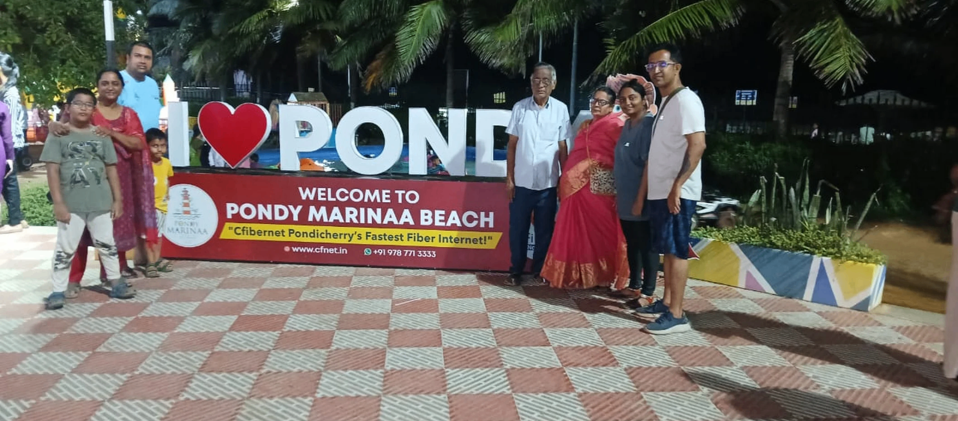 Family group at Pondy Marina Beach