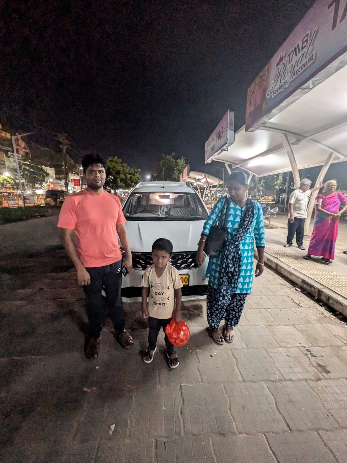 Customers boarding at night for tour