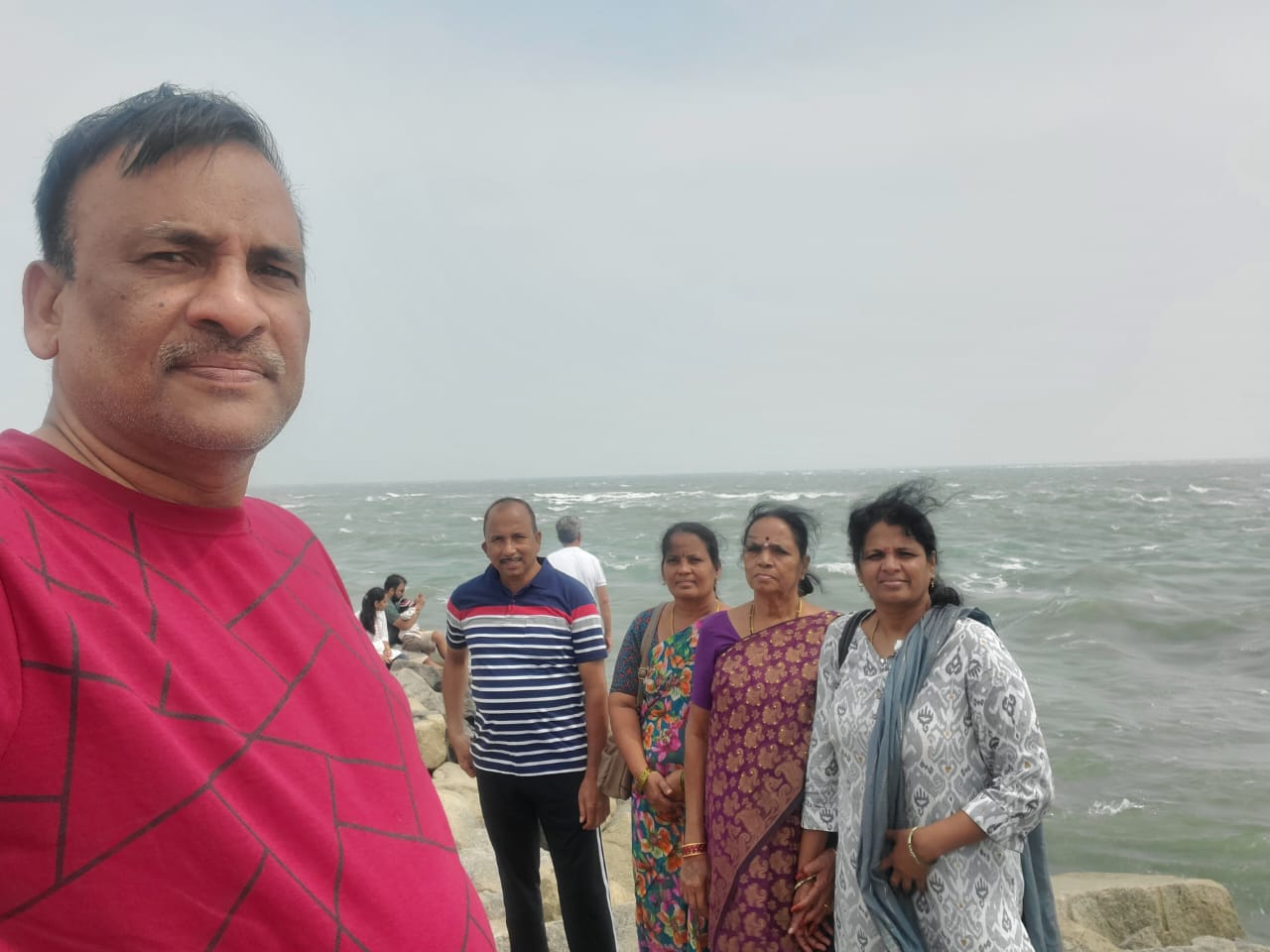 Group enjoying Kanyakumari sea view